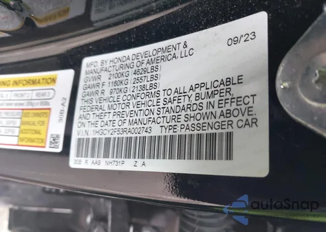 2024 Honda Accord Hybrid Sport z USA, uszkodzony, nr VIN 1HGCY2F53RA002743